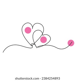 Forma cardíaca del día de San Valentín Arte vectorial continuo de una línea y dibujo de forma de amor