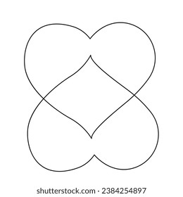 Valentines day heart shape Continuous one line vector art and love shape art drawing