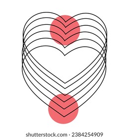 Forma cardíaca del día de San Valentín Arte vectorial continuo de una línea y dibujo de forma de amor
