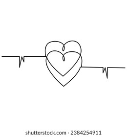 Forma cardíaca del día de San Valentín Arte vectorial continuo de una línea y dibujo de forma de amor