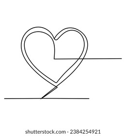 Valentines day heart shape Continuous one line vector art and love shape art drawing