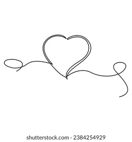 Valentines day heart shape Continuous one line vector art and love shape art drawing
