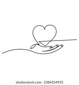 Valentines day heart shape Continuous one line vector art and love shape art drawing