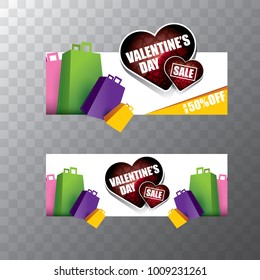 Valentines day heart shape sale label or sticker isolated on transparent background . Vector sales poster or banner design template