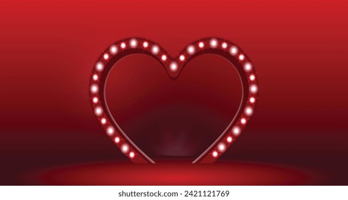 Valentines Day heart shape stand gate entrance vector for mockup event display, arch design