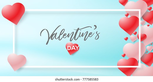Valentines Day with Heart Shape Typography Greeting Cards, Posters and Flyers, Vector illustrator