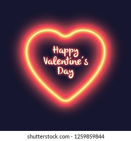 Valentine's day heart shaped neon sign greeting design