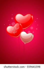 Valentine's Day Heart shaped red and white Balloons vector graphic