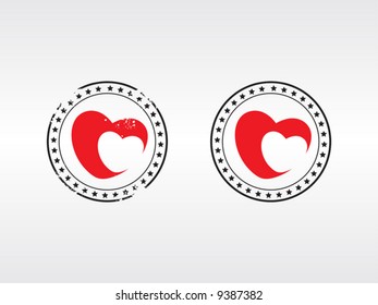 Valentines Day heart stamps, vector illustration