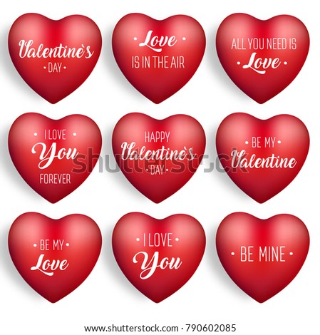 Valentines Day Heart Sticker Set Vector Stock Vector Royalty Free