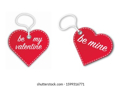 valentines day heart tag isolated white background vector
