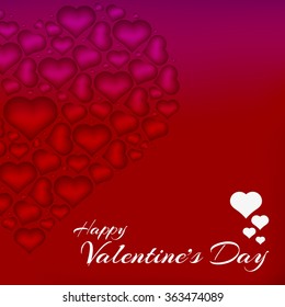 Valentines day heart with text and small hearts on red background