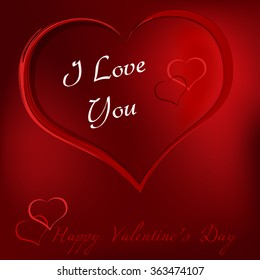 Valentines day heart with text and small hearts on dark red background