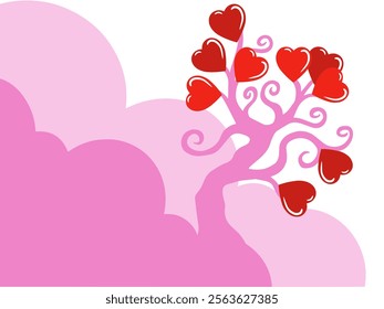 Valentines Day Heart Tree Background