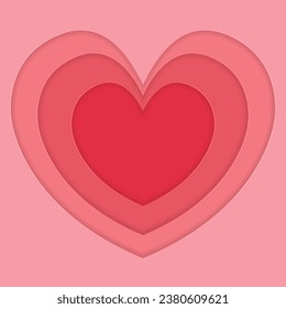 Valentine's day heart vector background in paper cut style