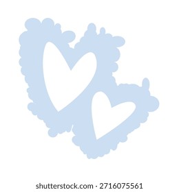 Vector de diseño de Vector de corazón de San Valentín Icon Corazones de San Valentín. Sencillo icono plano de dos corazones o logotipo, corazón de nubes Imágenes de nubes de corazón de San Valentín Icono de nube Gráfico