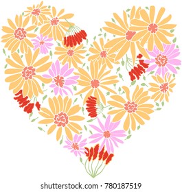 Valentines Day Heart - Vector - Floral Love - Wedding Invitation