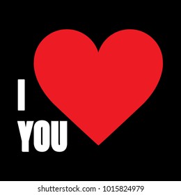 Valentines day  with heart. Vector illustration. And the text I love you