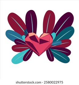 Valentine's day heart. Vector illustration on white background. Set of abstract hearts. Vector illustration. Colorful polygonal hearts.