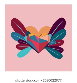 Valentine's day heart. Vector illustration on white background. Set of abstract hearts. Vector illustration. Colorful polygonal hearts.