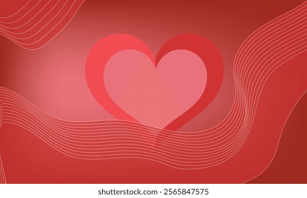 Valentine's Day Heart Wave Abstract Background. red Heart shapes for valentine's day background.