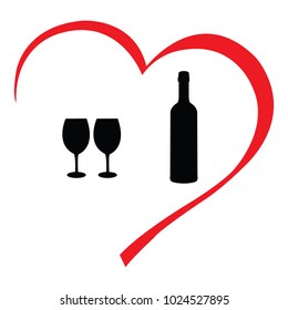 Valentine's day heart with wine