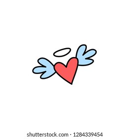 Valentine's Day, heart, wings icon. Element of color Valentine's Day signs for mobile concept and web apps. Detailed heart, wings icon can be used for web and mobile