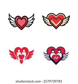 valentines day heart wings symbol love vector