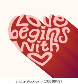 Valentine's Day heart written in dancing font in the style of psychedelic design from the hippie 60s
