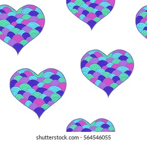 Valentines day heart. Zentangle color heart symbol. Vector illustration for web design, trendy printed products, posters, invitations and greeting cards.