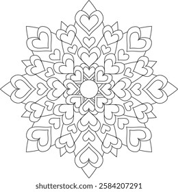 Valentine's Day Heart Zentangle Mandala Pattern Adult and Kids Coloring Page