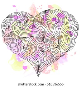 Valentines day heart. Zentangle heart symbol. Vector illustration can be used for web design, trendy printed products, posters, invitations and greeting cards.