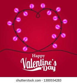 Valentine's day hearth luminous lamp cable shape for banner template illustration