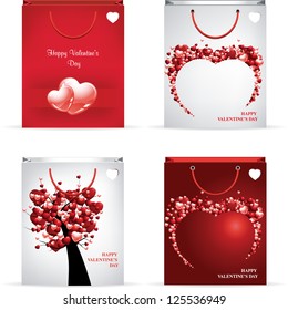 Valentine's Day heart-patterned paper shopping bags