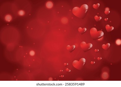 valentines day hearts background in red blurry style design