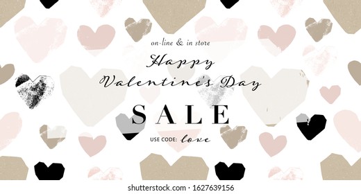 Valentine's day hearts banner template for social media or stationery design