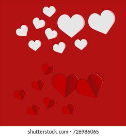 Valentine's Day with hearts cut from paper.vector illustration.