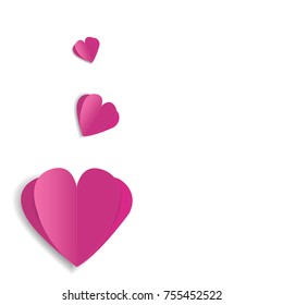 Valentine's Day with hearts cut from paper.vector illustration.