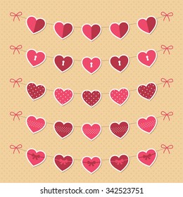 Valentine's Day hearts decoration vector set
