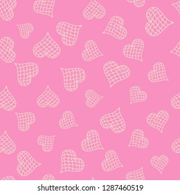 Valentines day hearts doodles seamless pattern. Romantic stickers collection. Hand drawn effect vector.