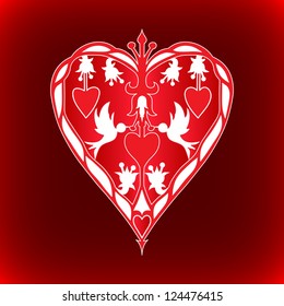 Valentines Day hearts and doves