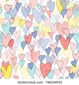 Valentines day hearts illustration. Pattern of hearts. Seamless background