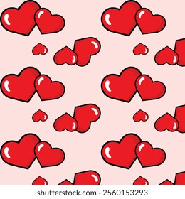 Valentine's day hearts love red background seamless pattern	