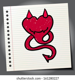 Valentine's Day Hearts / Love Sketchy Notebook Doodles Design Elements on Lined Sketchbook Paper Background- Vector Illustration