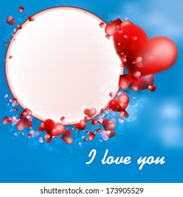 Valentines Day Hearts on blue Background. + EPS10 vector file