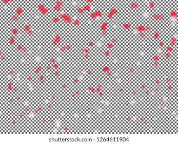 valentines day hearts on checkered background. transparent decoration of falling hearts. holiday vector illustration easy to edit and customize. eps 10
