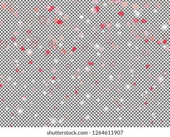 valentines day hearts on checkered background. transparent decoration of falling hearts. holiday vector illustration easy to edit and customize. eps 10