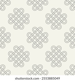 Valentine's Day hearts pattern. Celtic seamless pattern. Abstract graphic wallpaper. Vector tileable illustration. Interlaced geometric ornament.