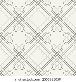 Valentine's Day hearts pattern. Celtic seamless pattern. Abstract graphic wallpaper. Vector tileable illustration. Interlaced geometric ornament.