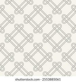 Valentine's Day hearts pattern. Celtic seamless pattern. Abstract graphic wallpaper. Vector tileable illustration. Interlaced geometric ornament.